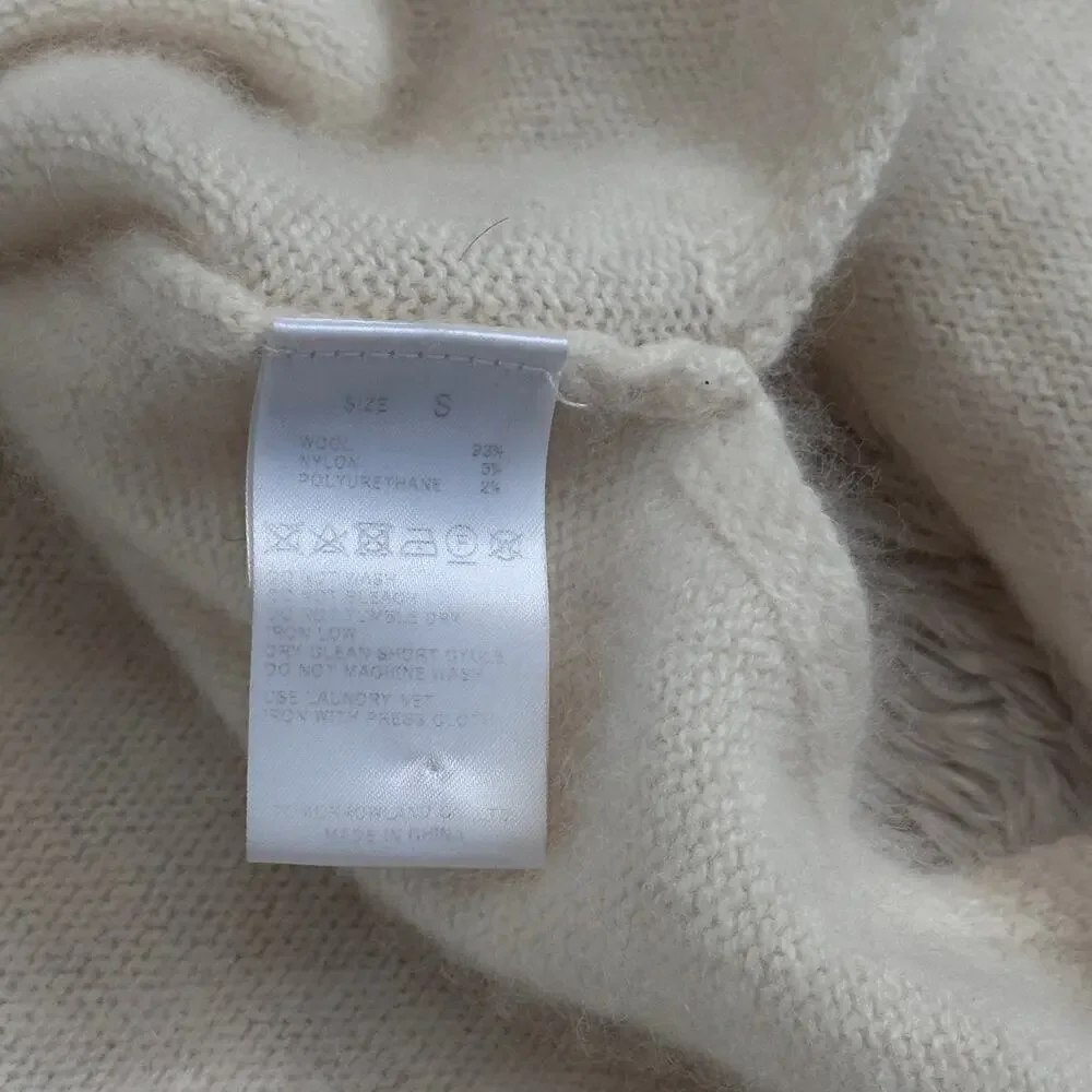 Tomorrowland Womens Small Brushed Cashmere Flared Sleeve Cream Crewneck Sweater